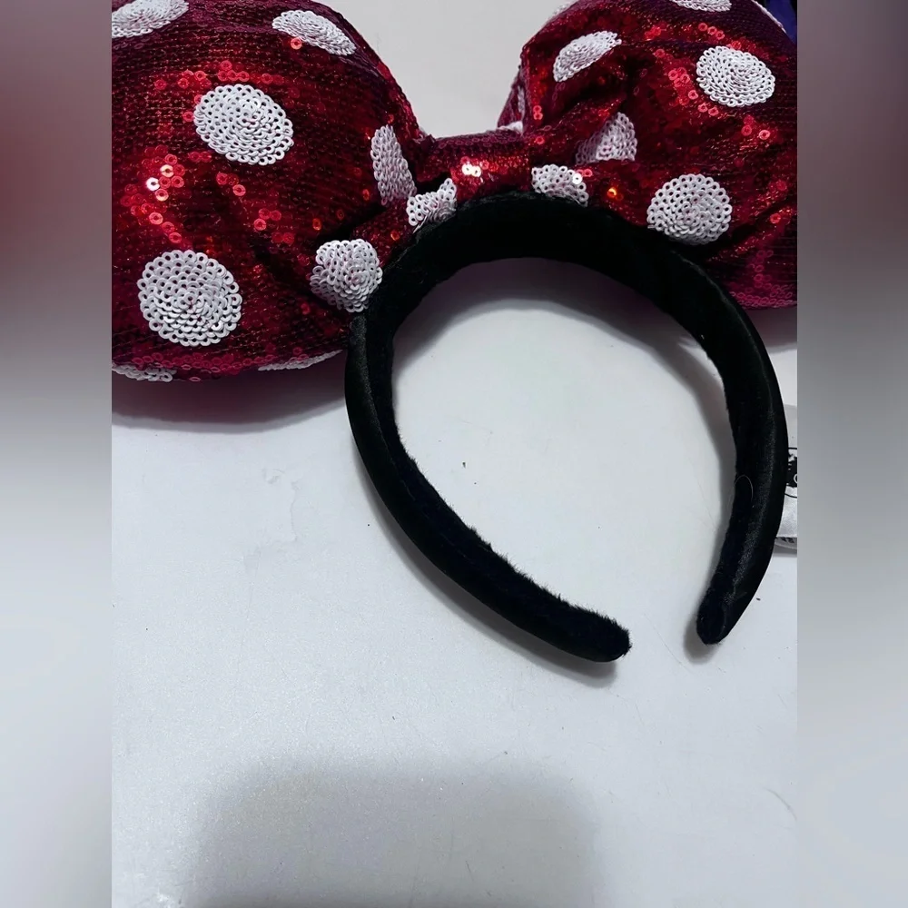DISNEY PARKS MINNIE MOUSE HEADBAND DISNEY RED POLKA DOT SEQUINS BOW USA